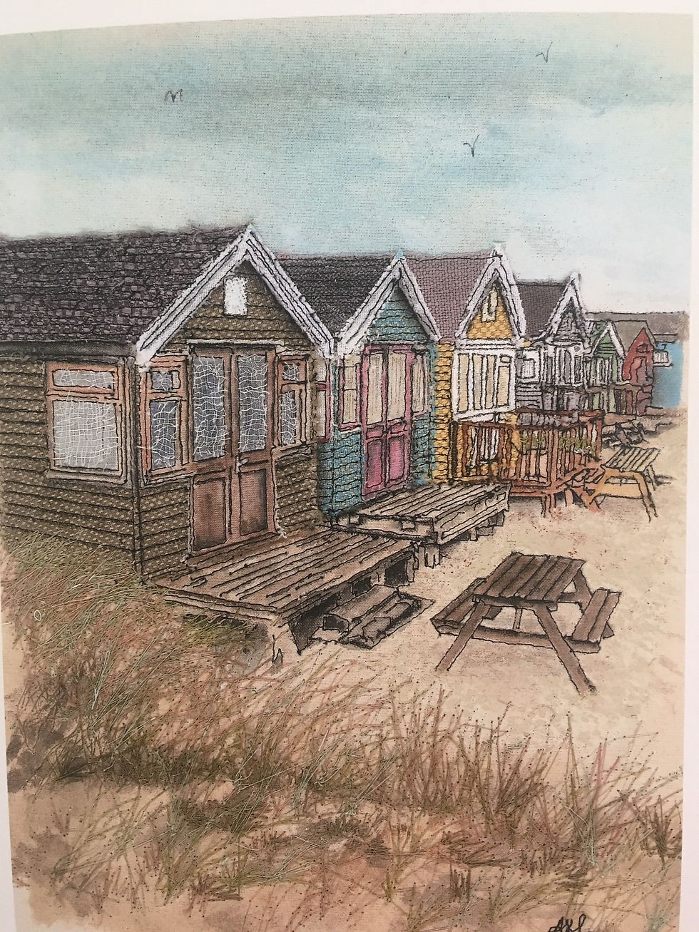 Thumbnail: 'Beach Huts, Mudeford Spit' Giclée Print