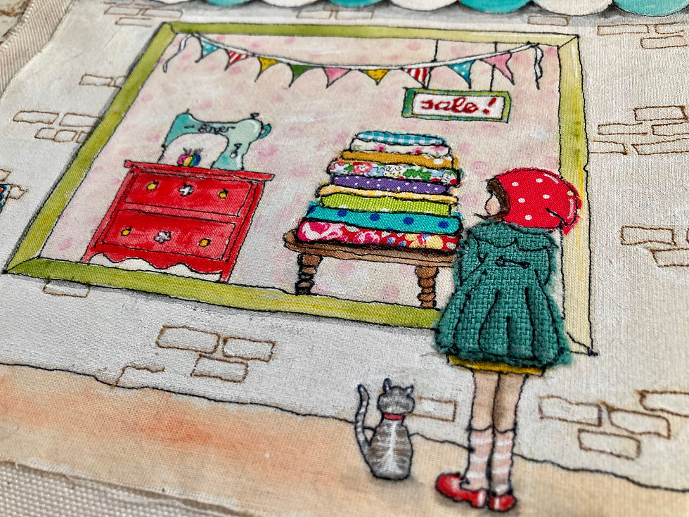 Thumbnail: 'The Quilt Shoppe' Original Artwork - SOLD