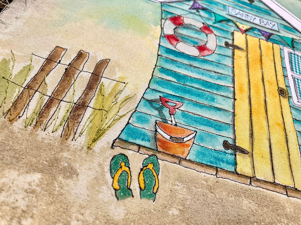 Thumbnail: 'Sandy Bay' Beach Hut Free Motion Embroidery Kit