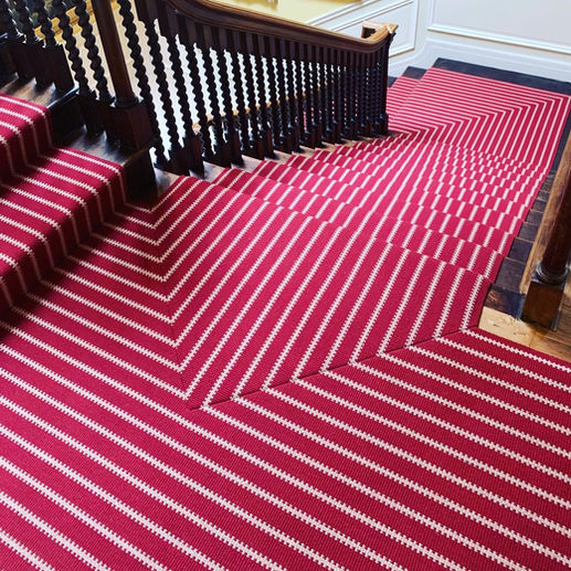 Hartley Tisser Zip red stair runner. custom width y mitre