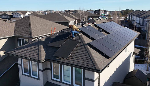 Solar installation on a rooftop in Edmonton during the spring.