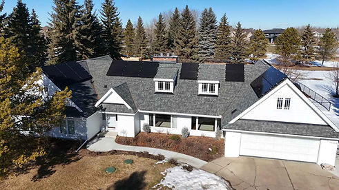 A home with solar panels on the south facing side
