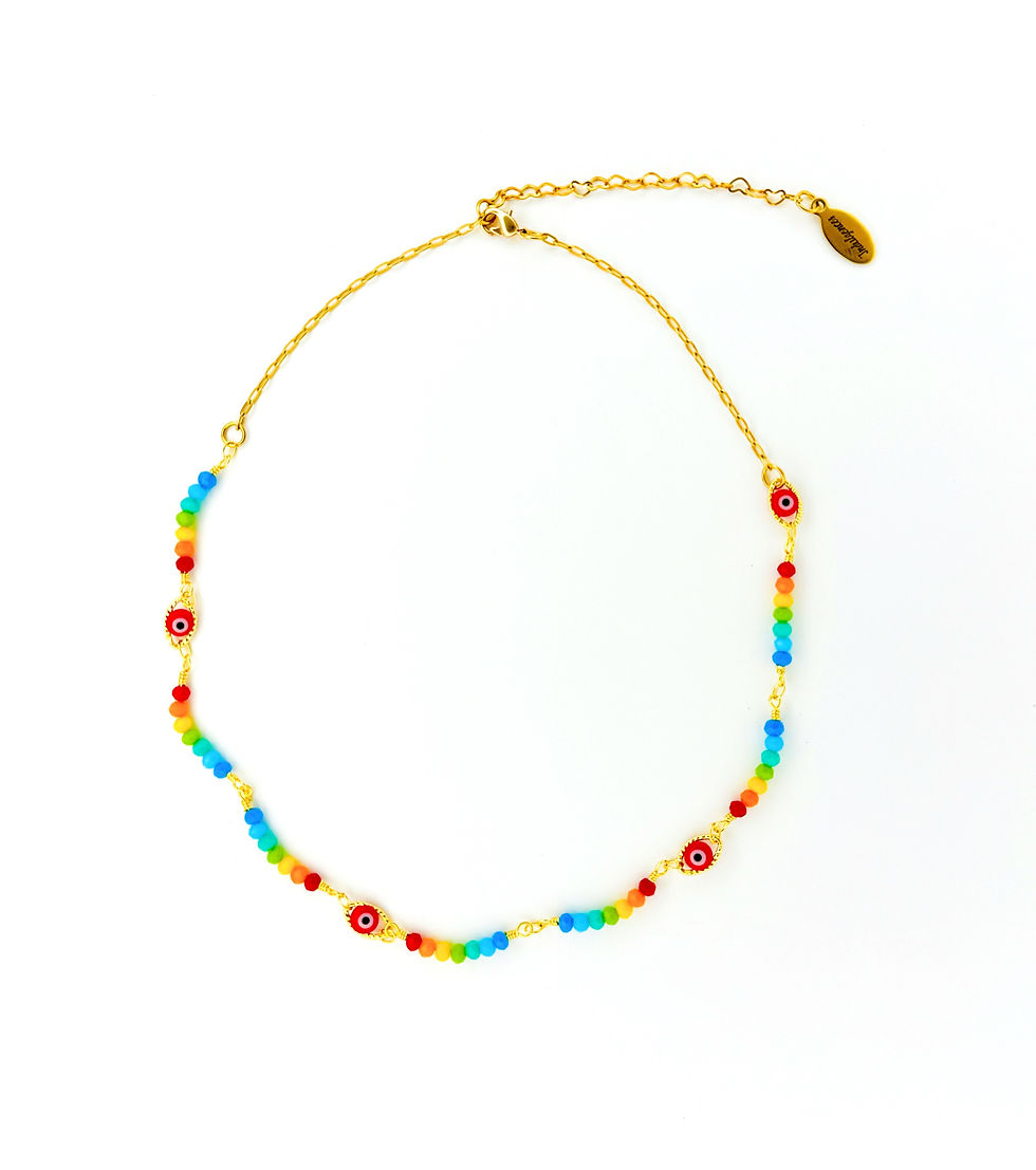 Multicolor beads evil eye choker