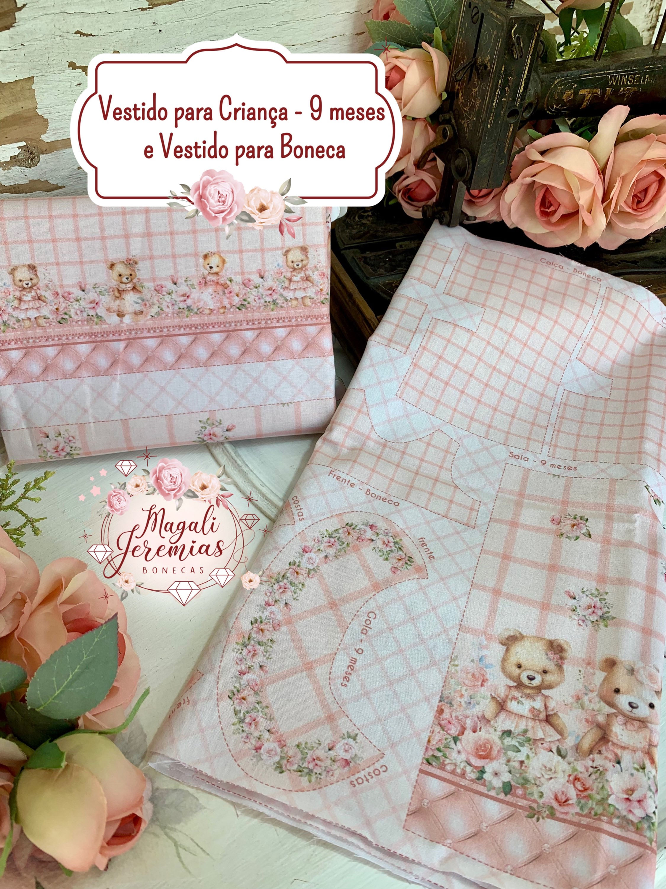 Coleção Mãe e Filha 9 meses - Painel Digital Ursinhas