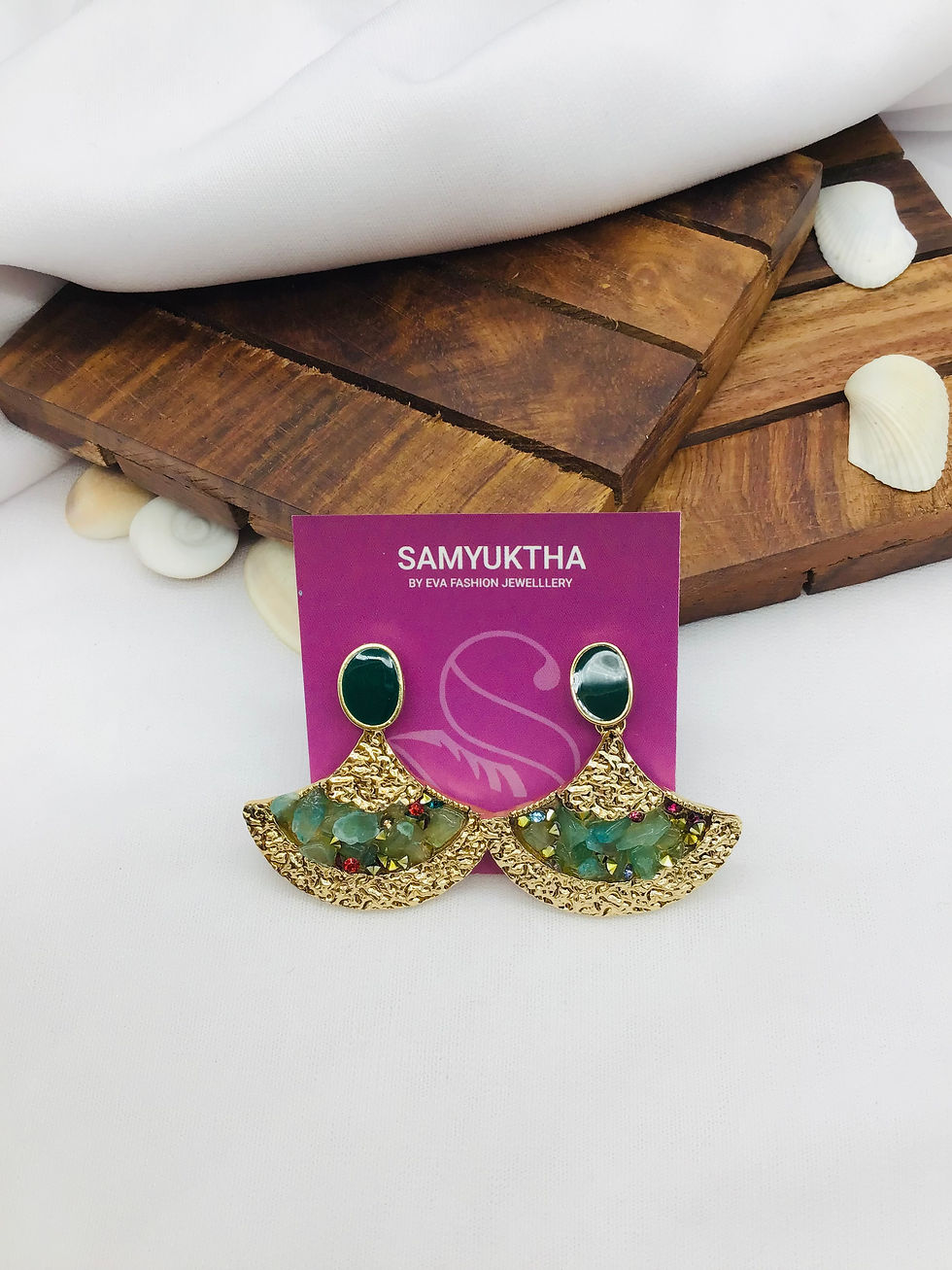 Zahra stone carved earrings
