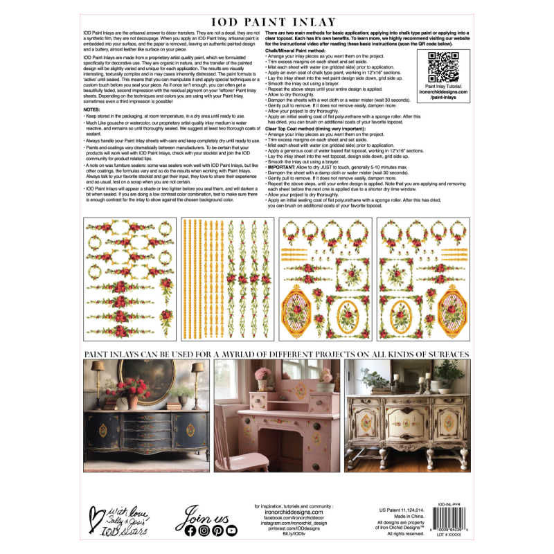 Thumbnail: Petite Fleur Red IOD Paint Inlay 12"x16"
