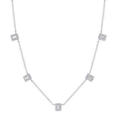 0.28CT 14K W/G DIAMOND BAGUETTE NECKLACE