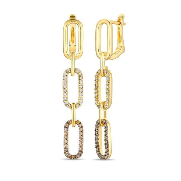 14K Y/G DROP LINK EARRINS 0.60CTW DIA