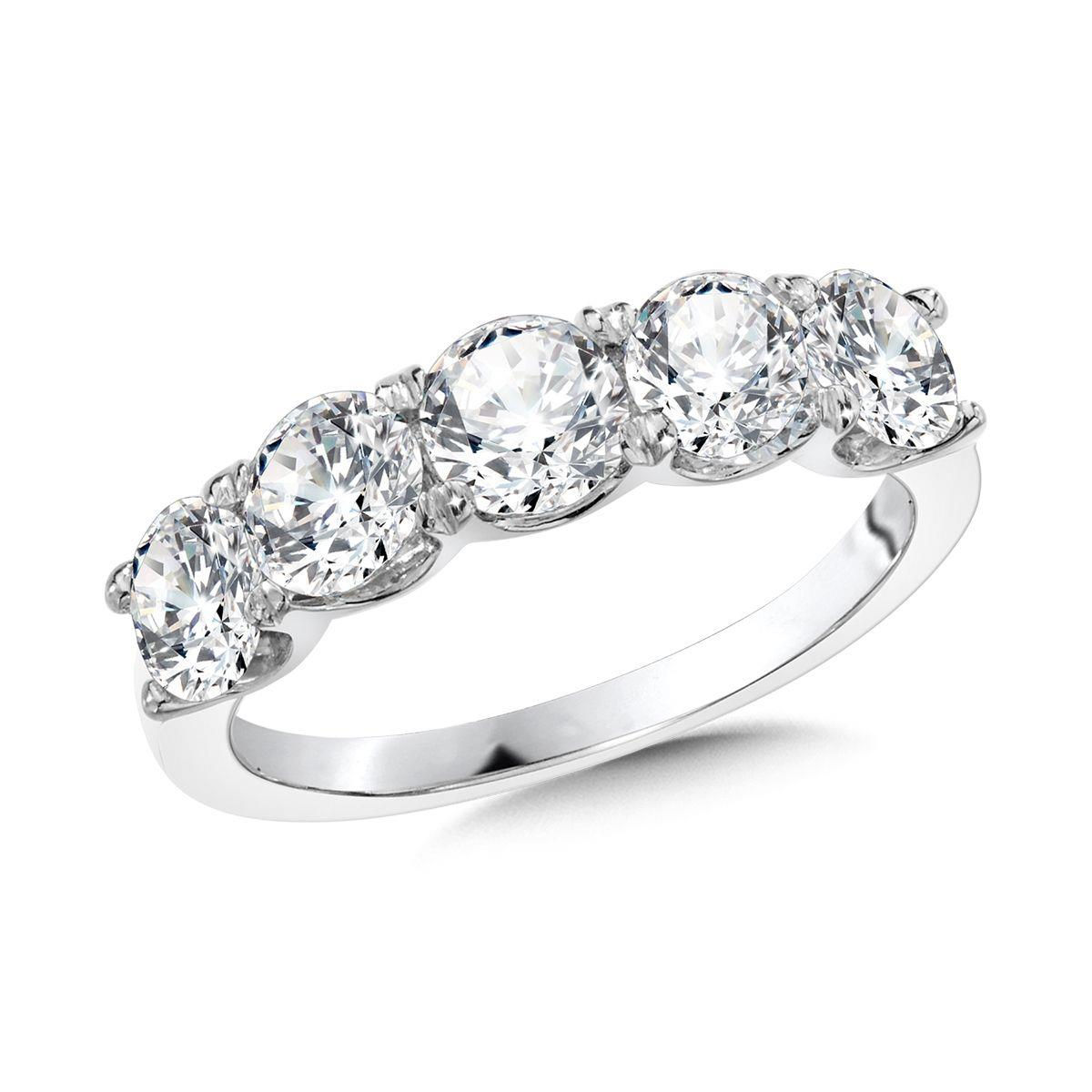 2.00CTW 5 STONE LAB DIAMOND ANNIVERSARY BAND 14K WG