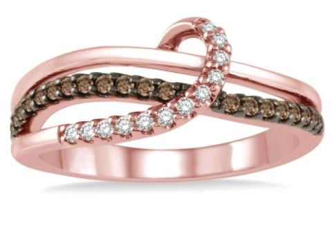 0.25CTW WHITE & BROWN DIA CROSSOVER 1OK RG RING