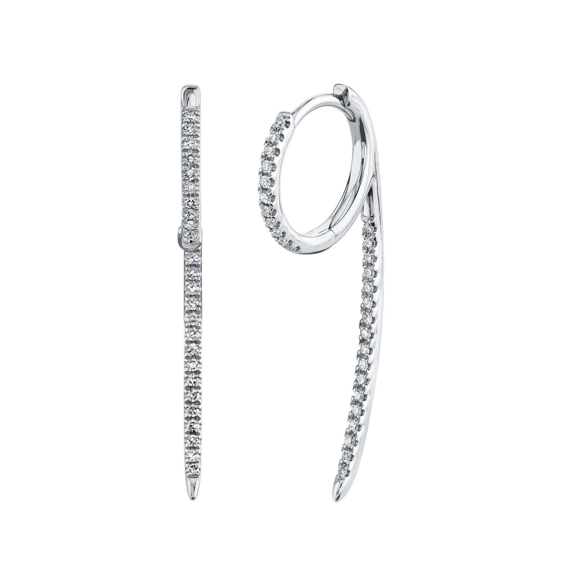 0.18CT 14K W/G DIAMOND HUGGIE EARRING