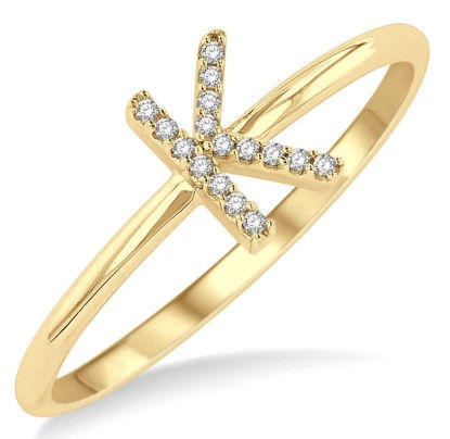 .05CTRDDM "K" INITIAL RING YG 10K