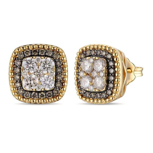 1.06CTW LeVian DIAMOND HALO STUD EARRINGS 14K YG