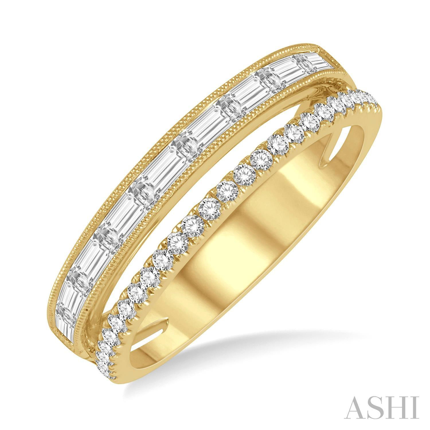 .40CTTWDM DOUBLE ROW FASHION RING YG 14K