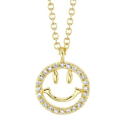 0.06CT DIAMOND SMILEY FACE NECKLACE 14K YG