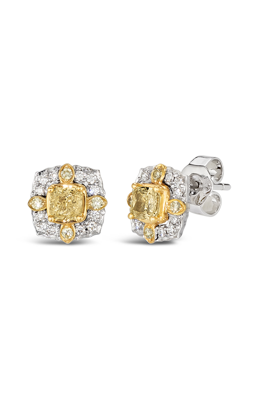 14K TWO TONE EARRING 0.46CTW YELLOW DIAMOND  0.19CT