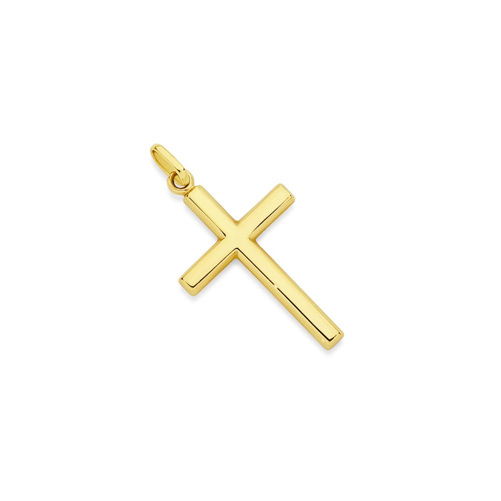 14K YG 1.5" TUBE CROSS PENDANT