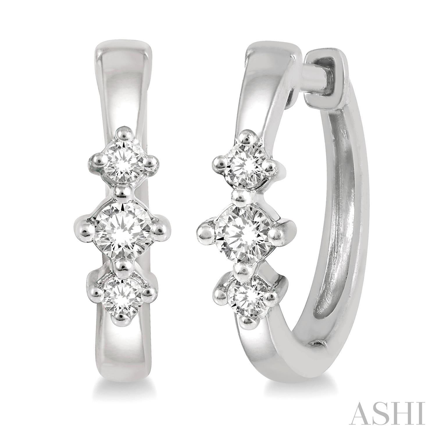 .15CTW THREE DIAMOND PETITE HUGGIES 14K WG