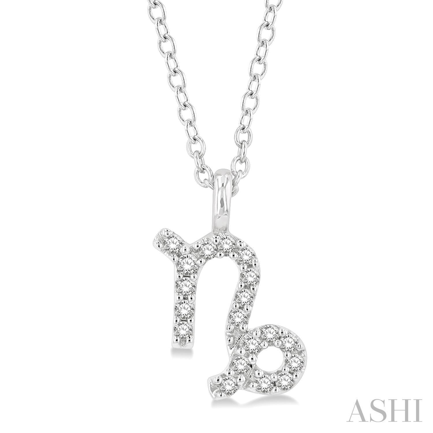.08CTW CAPRICORN ZODIAC NECKLACE 10K WG
