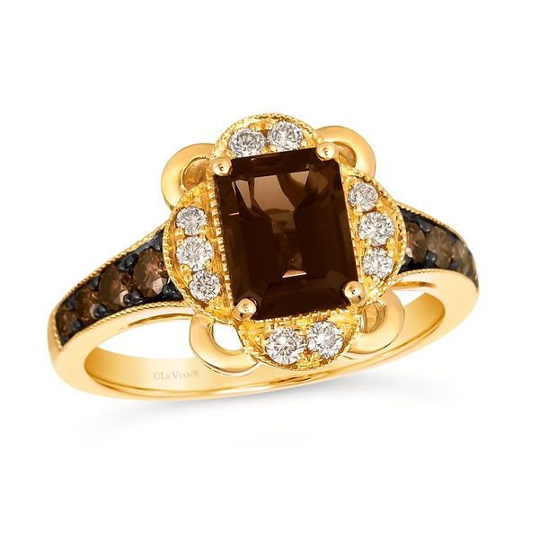 0.51CTW LEVIAN DIA 1.15CT SMOKEY QUARTZ 14K YG RING