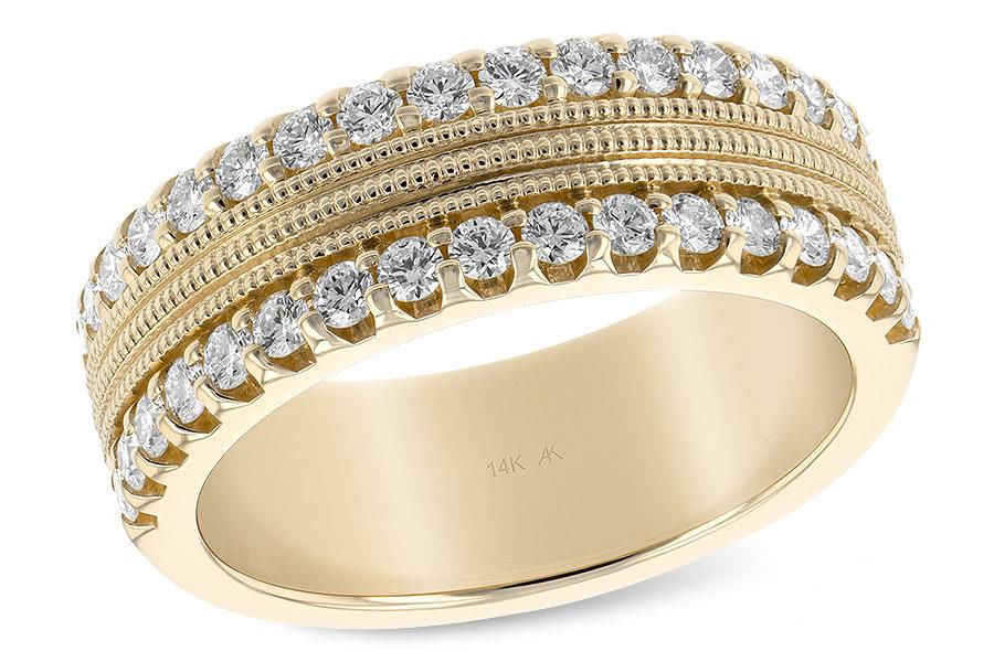 14K RIDGED SATIN FINISH DIA BAND 0.68CTW
