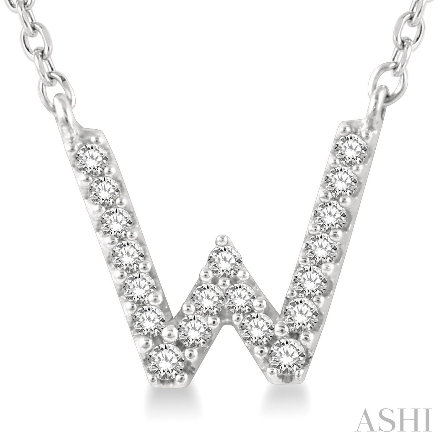 .06CTW "W" INITIAL NECKLACE 14K WG