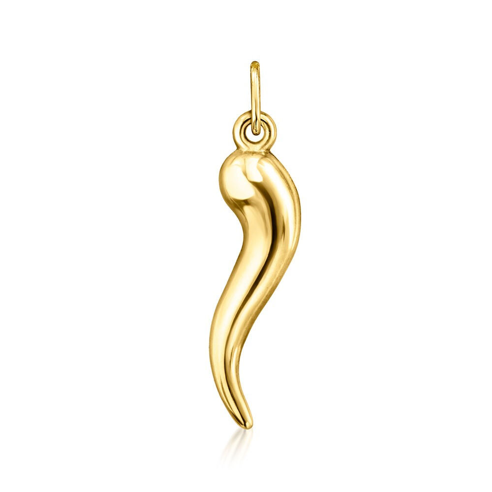 10K YG HOLLOW ITALIAN HORN PENDANT