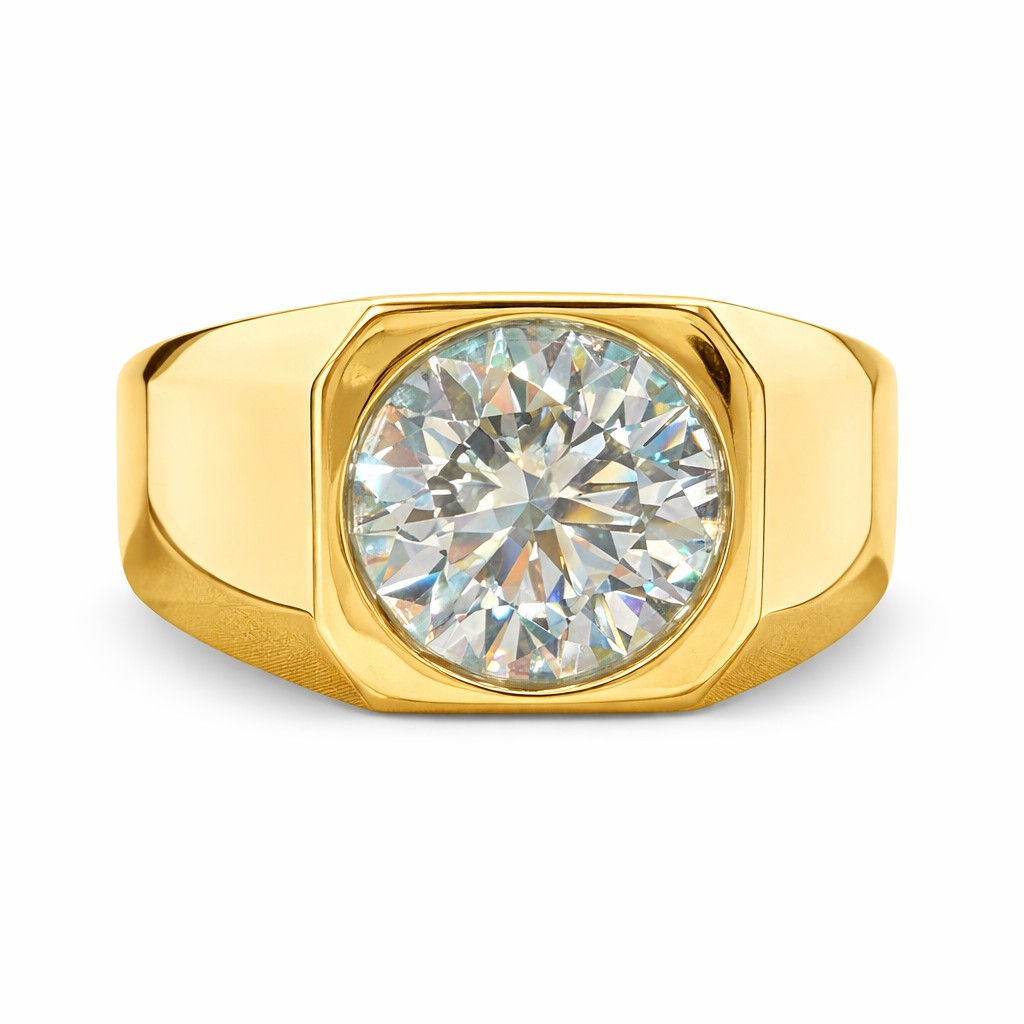 10K 3.00CT LAB GROWN DIA MEN'SS RING YG W CERTIFIC