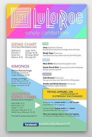 Lularoe Sizing Chart Banner