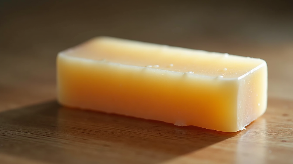 Close-up view of natural Okinawan soap bar on wooden surface