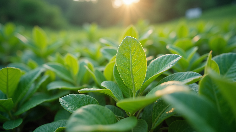 Eye-level view of natural Okinawan plants used in soap making