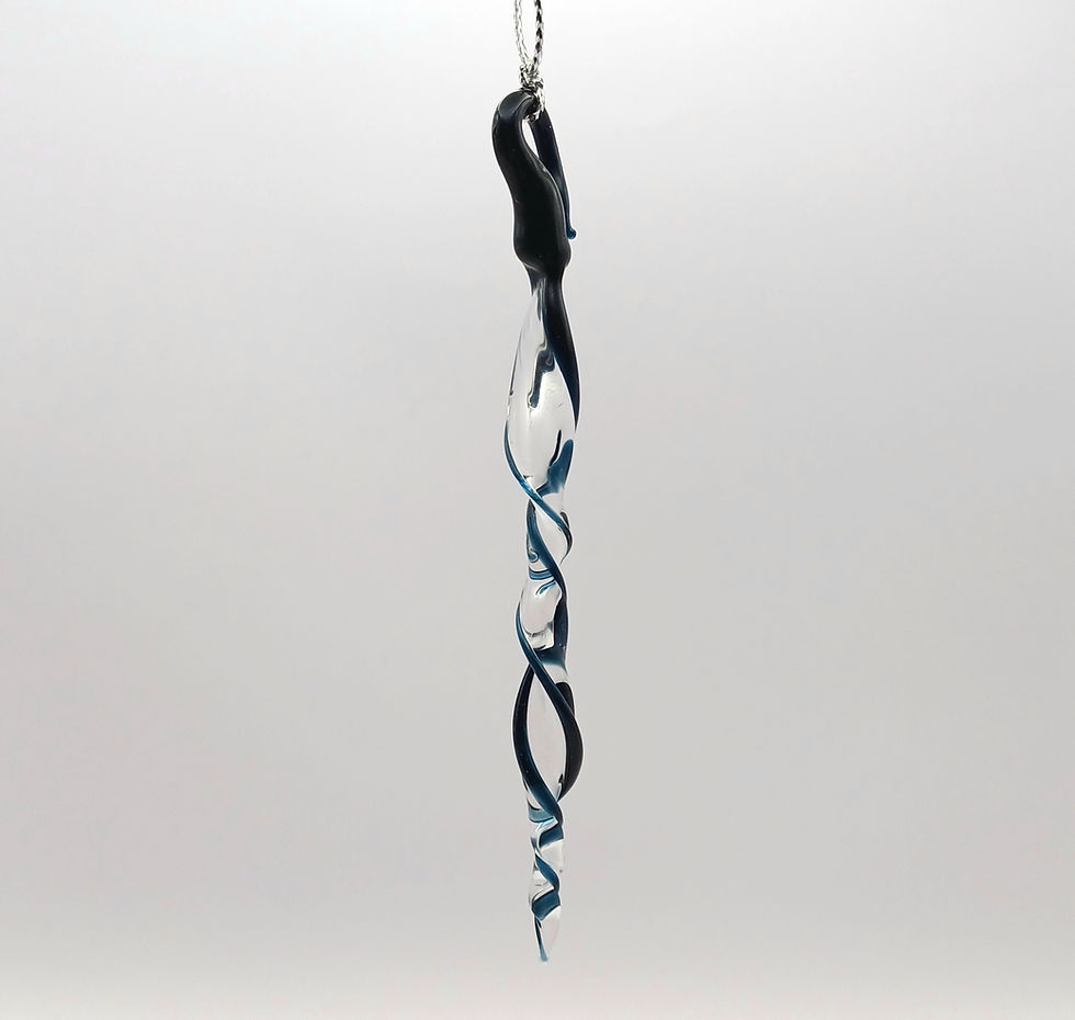 Thumbnail: shimmery black glass icicles, glass icicle decorations, tree decorations, glass Christmas decorations, hanging icicles