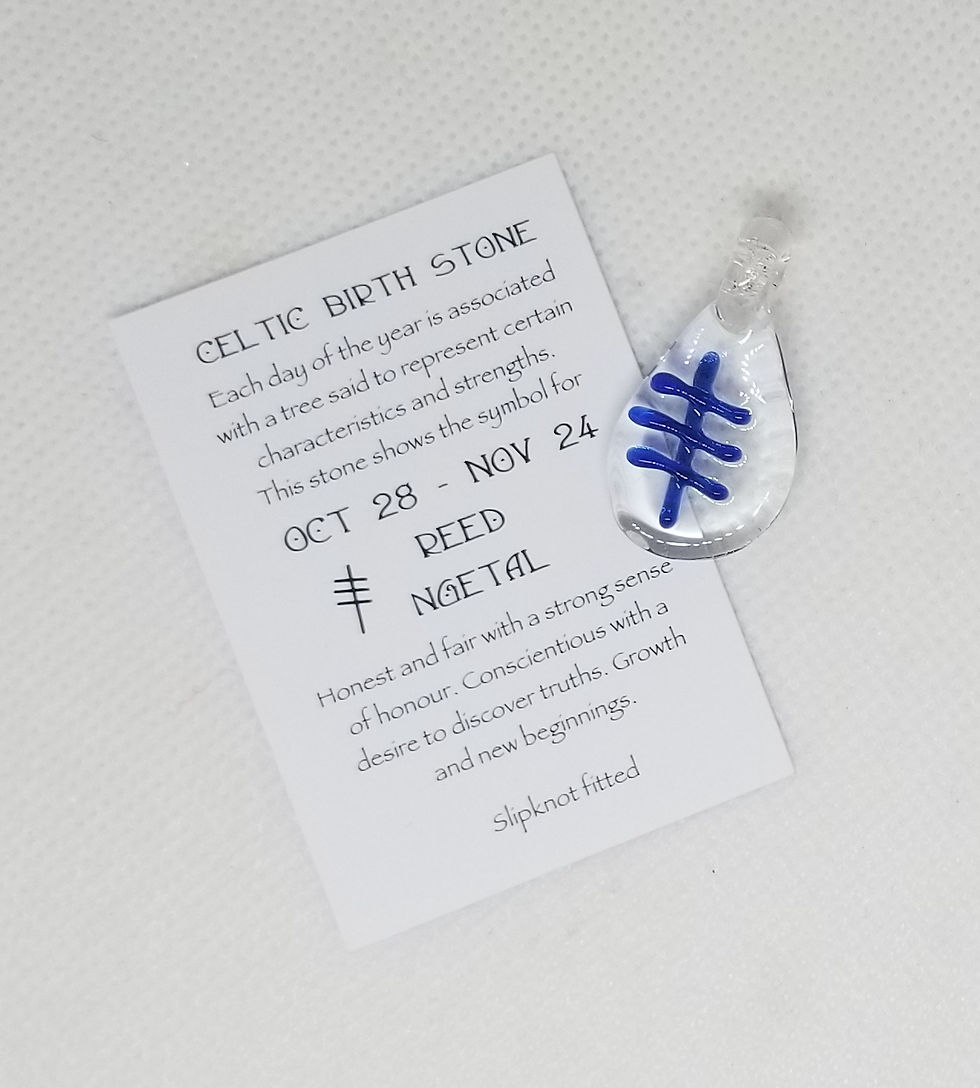 Thumbnail: Celtic 'Ogham' Birthstone, clear glass pendant