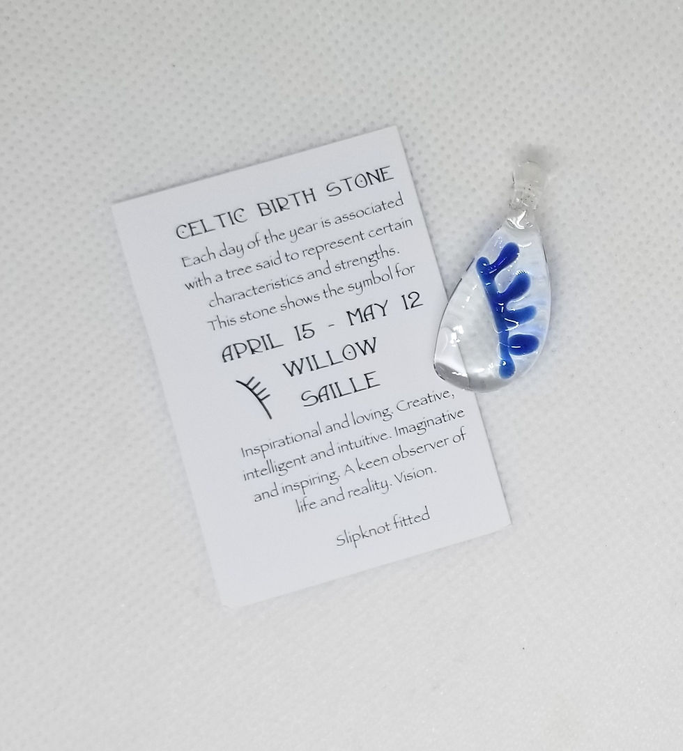 Thumbnail: Celtic 'Ogham' Birthstone, clear glass pendant