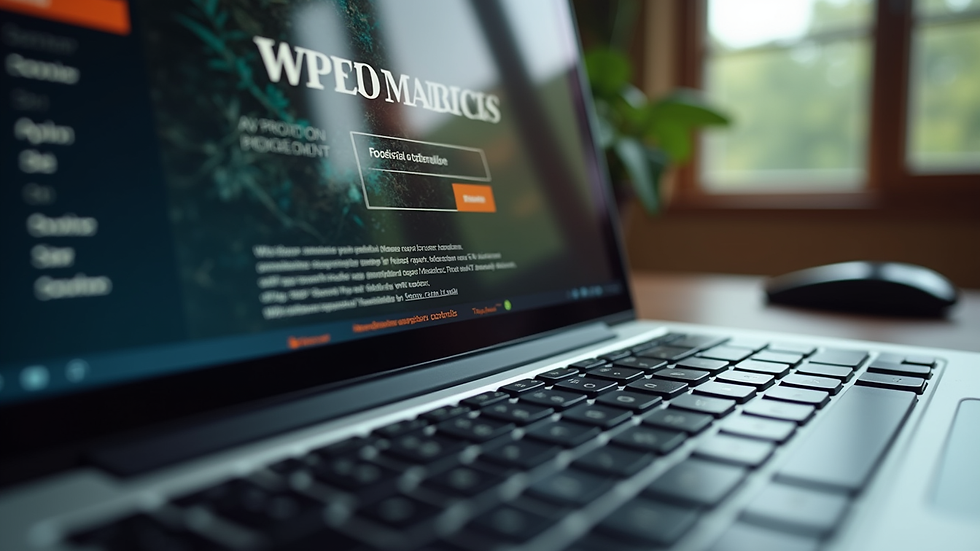 Close-up of a laptop screen showing a professional website of an AV production company