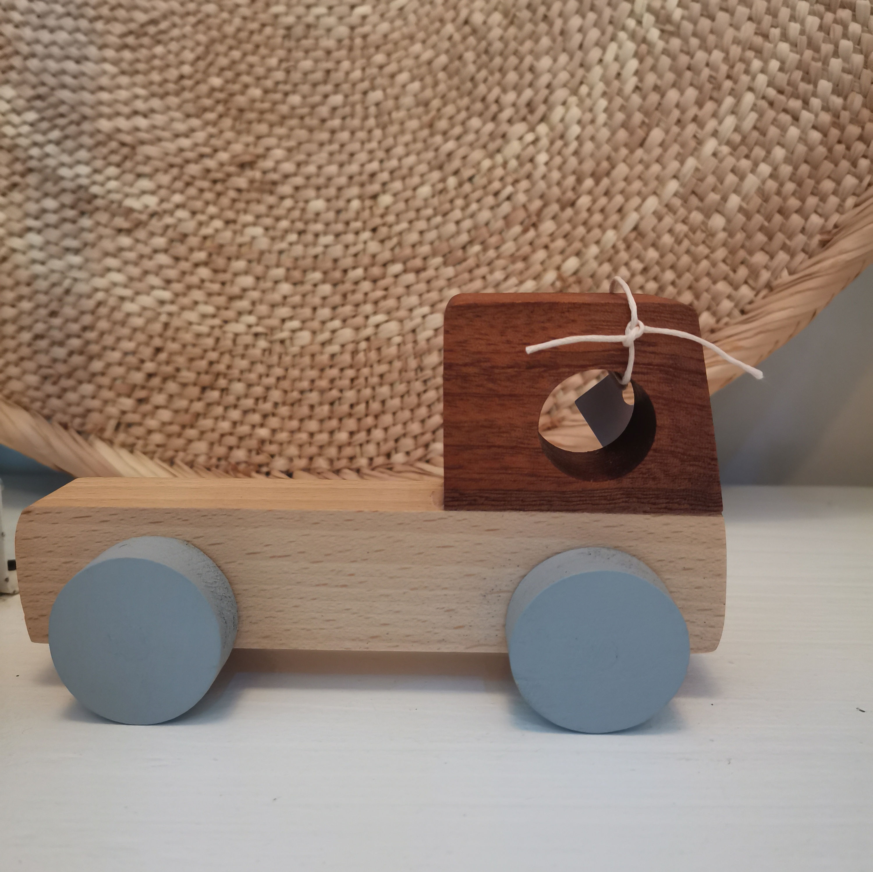 Wooden Loader Blue Wheels