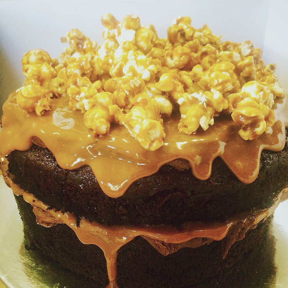 Salted Caramel Drizzle Popcorn Cake