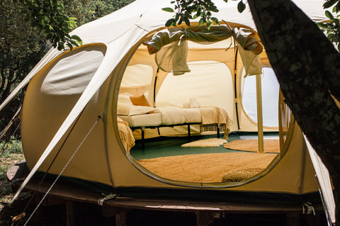 Lotus tent's accommodation for groups  at Monte da Orada retreat center in Alentejo