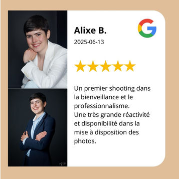 Les avis clients mettent en avant une photographe reconnue pour sa capacité à mettre à l’aise dès les premiers instants lors des shootings solo. Les personnes photographiées soulignent une approche bienveillante, professionnelle et attentive, permettant de se sentir en confiance même sans habitude d’être devant l’objectif. Les séances se déroulent dans une atmosphère détendue, favorisant des portraits naturels, expressifs et fidèles à la personnalité de chacun. La qualité des images, l’écoute et l’accompagnement sont régulièrement mentionnés, avec une grande satisfaction quant au résultat final et une recommandation fréquente pour des portraits personnels ou professionnels.