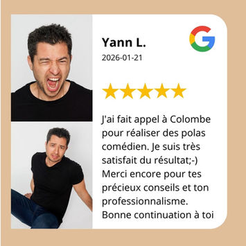 Avis clients sur les polas comédien en Île-de-France : ce retour souligne la qualité des conseils et l’accompagnement du studio Colombe Photographie. Basé à Gentilly, le studio propose des séances adaptées aux acteurs et comédiens pour créer des images naturelles et professionnelles, essentielles pour les castings et agences.