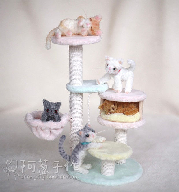 サムネイル： オビツや1/６ドールにおすすめ♪ふわふわキャットタワー