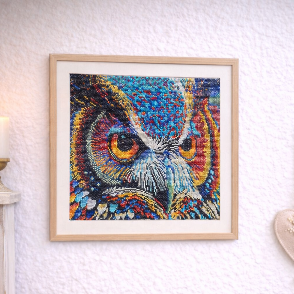 Handgefertigtes Diamond Painting "Eule" – 45 x 35 cm