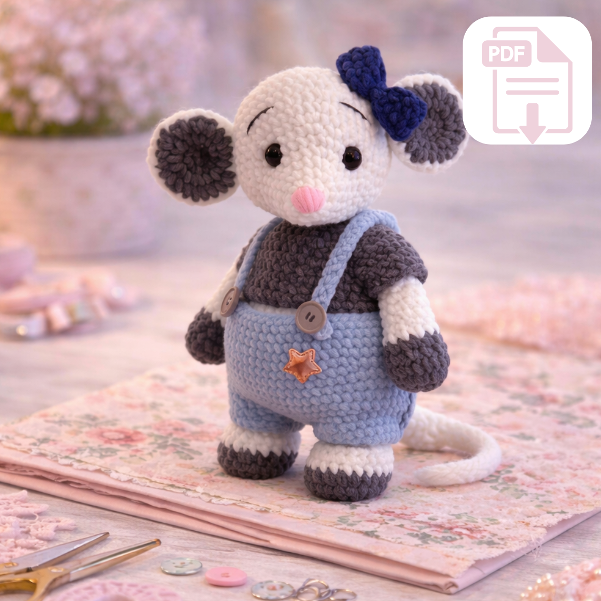 Häkelanleitung Amigurumi Maus mit Kleidung PDF Sofort Download + Video Tutoria