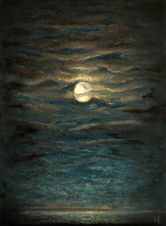 Original oil painting of a mystic moon by Seattle contemporary artist Dmitri Ivanov