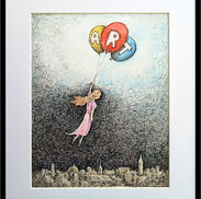 Original ink drawing titled "ART" by Seattle contemporary artist Dmitri Ivanov