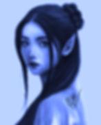 Elven woman with long dark hair, pointed ears