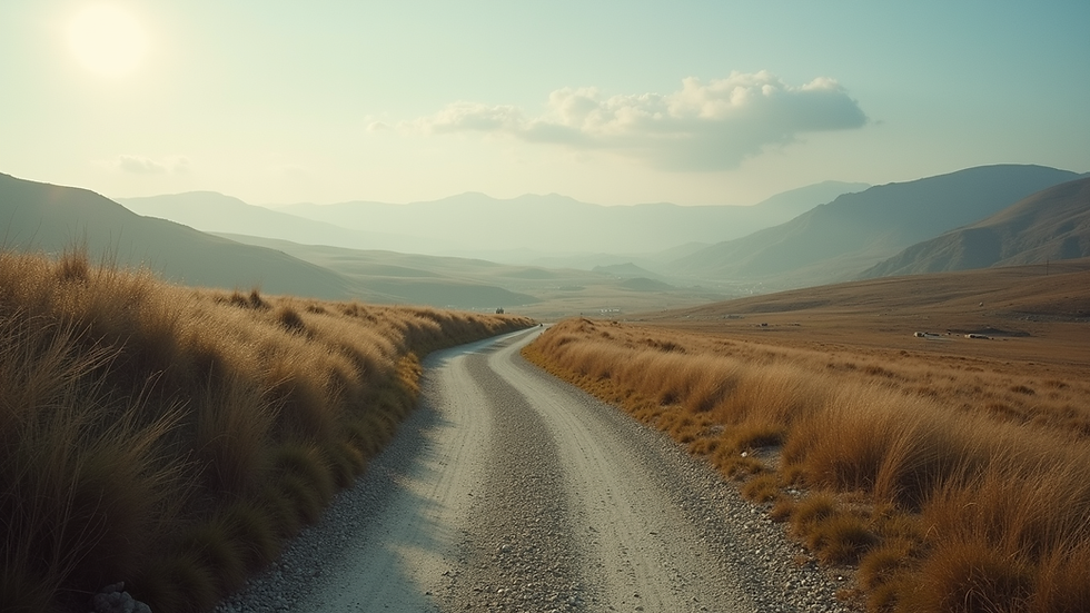 Eye-level view of a serene landscape with a winding path