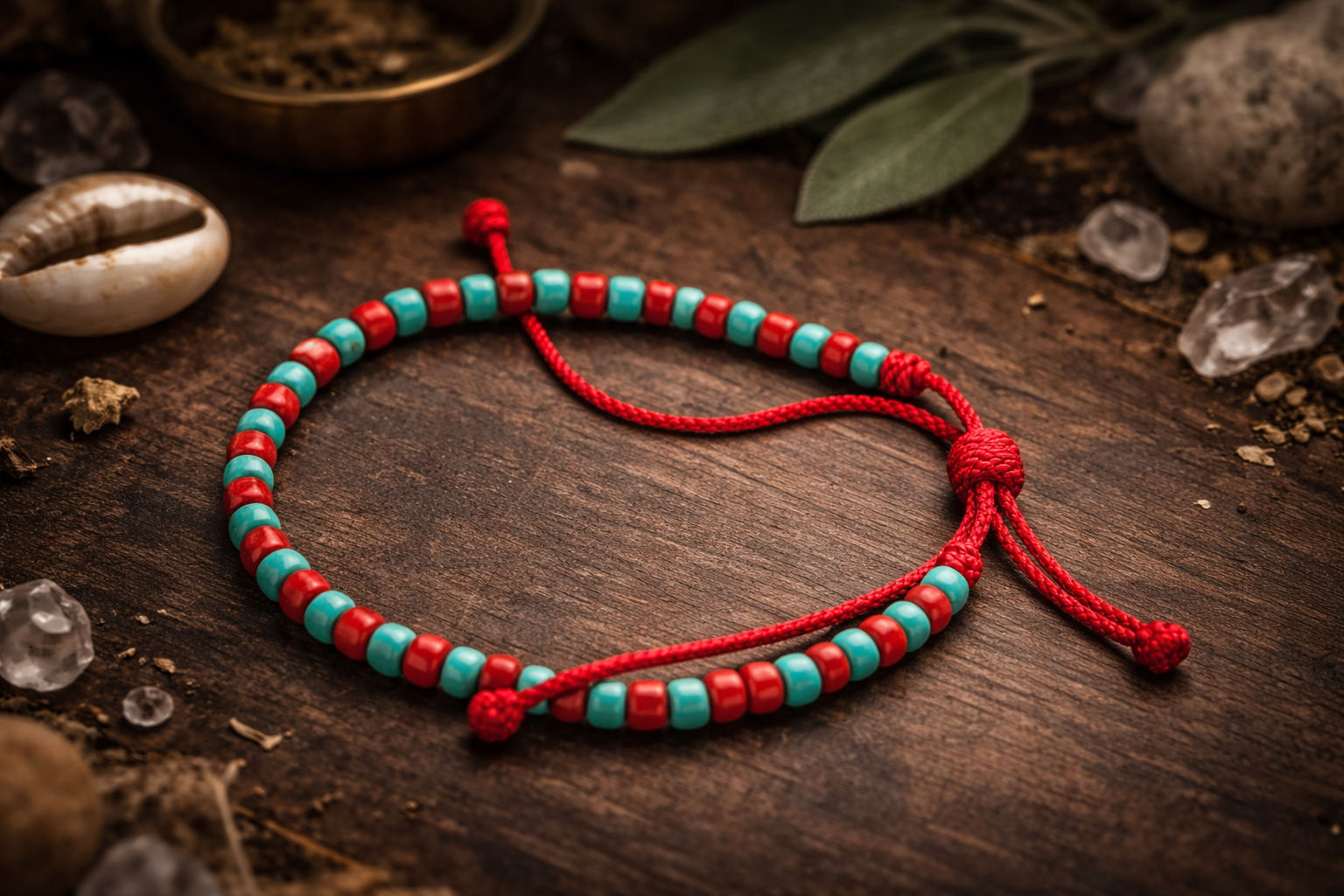 Ifá Protection & Alignment Bracelet (Red & Green)