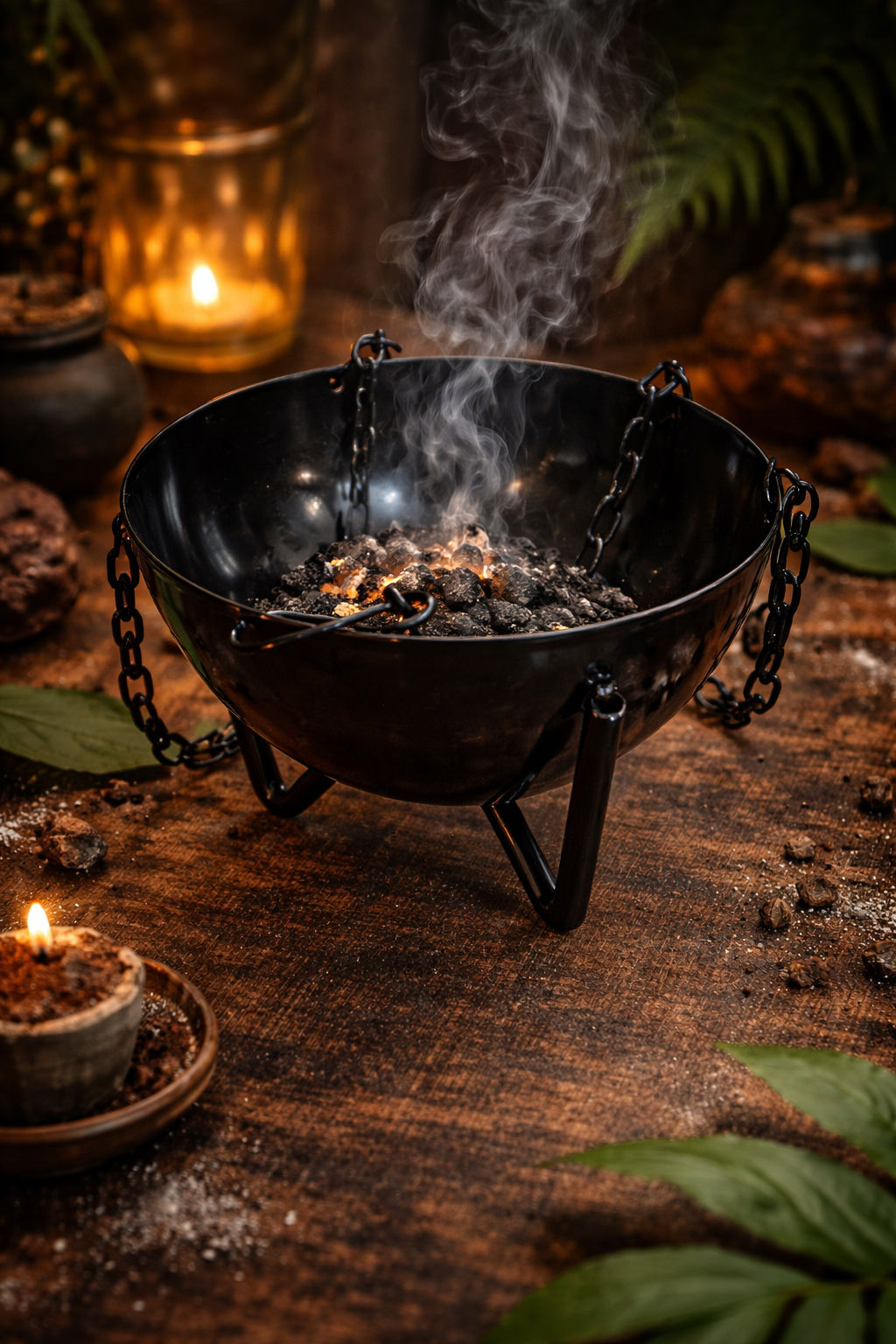 Lg Black Hanging Charcoal Cauldron Burner