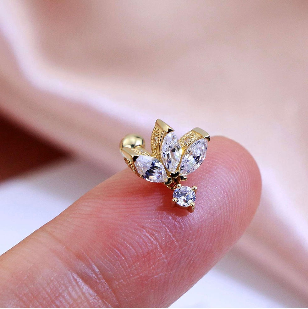 Thumbnail: 14K 18g Real Gold Cartilage Stud Earring Cubic Zirconia Helix stud Earrings 